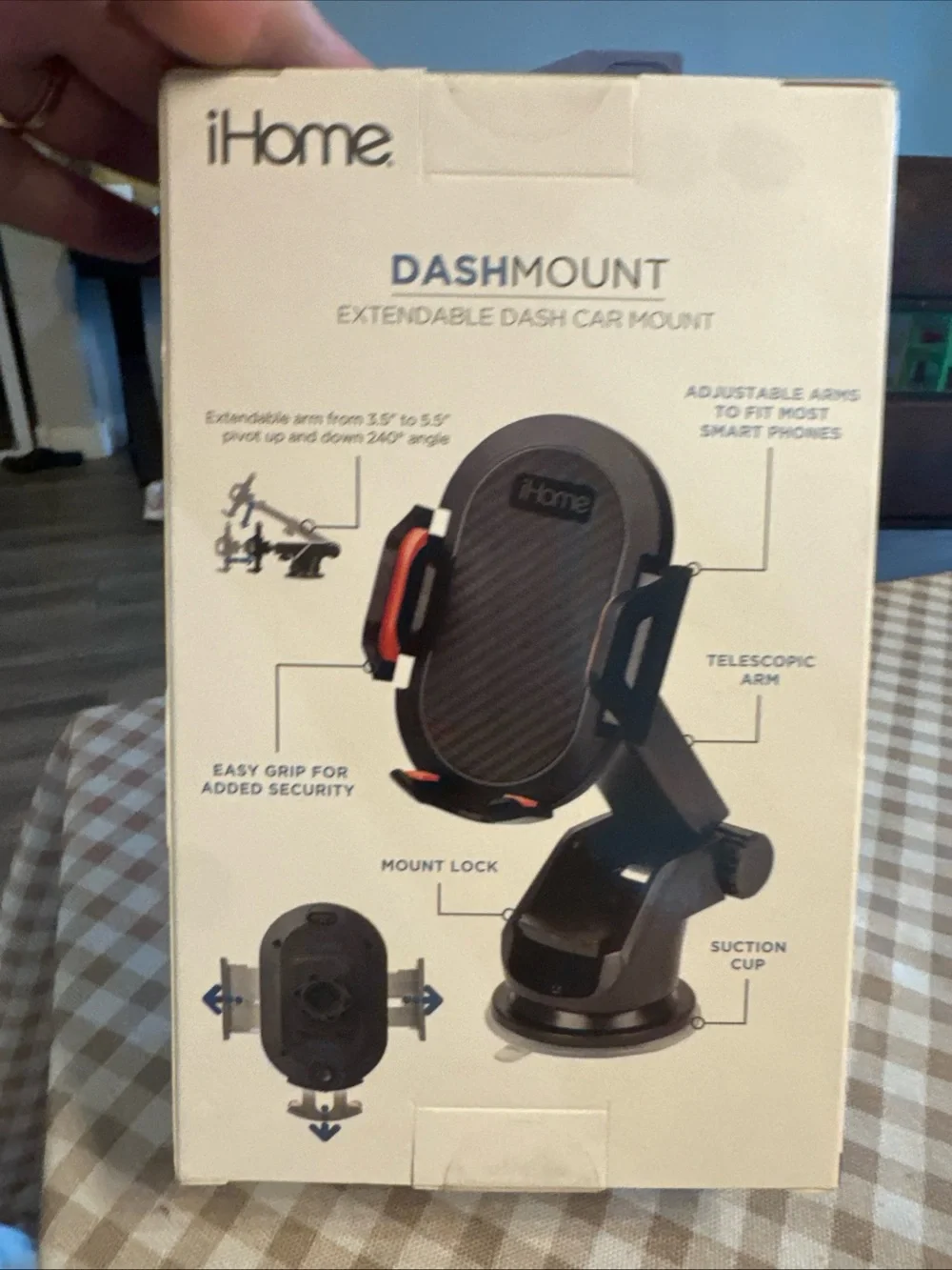 iHome DashMount Extendable Car Dash Phone Mount - Black